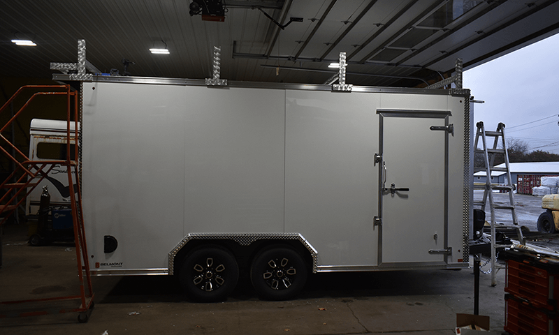 white trailer covered